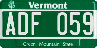 VT license plate ADF059