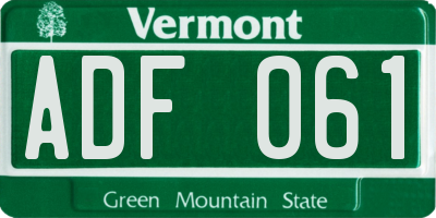 VT license plate ADF061