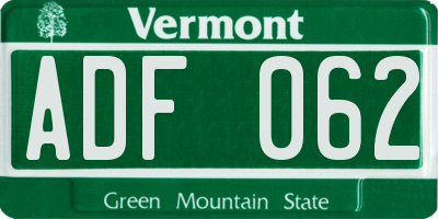 VT license plate ADF062