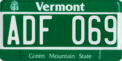 VT license plate ADF069