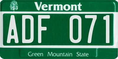 VT license plate ADF071