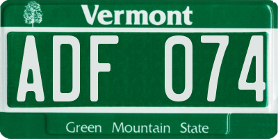 VT license plate ADF074