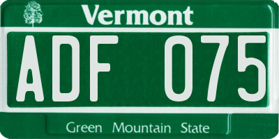 VT license plate ADF075