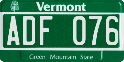 VT license plate ADF076
