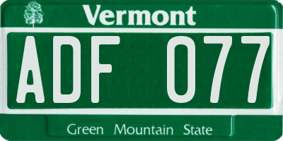 VT license plate ADF077