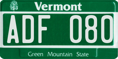 VT license plate ADF080