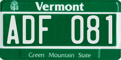 VT license plate ADF081