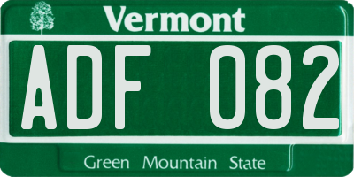 VT license plate ADF082
