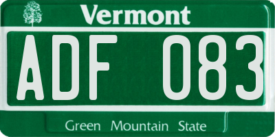 VT license plate ADF083