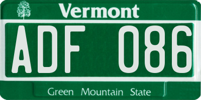 VT license plate ADF086