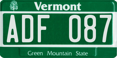 VT license plate ADF087