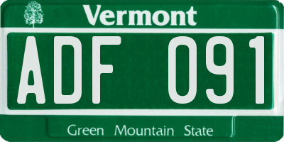 VT license plate ADF091