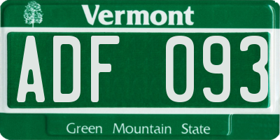 VT license plate ADF093