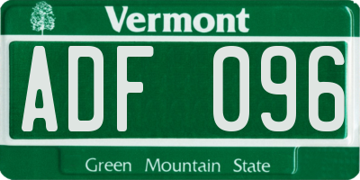 VT license plate ADF096