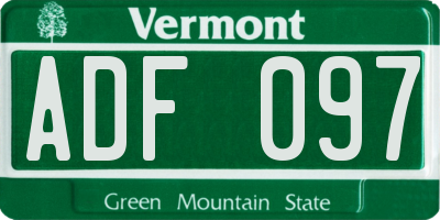 VT license plate ADF097