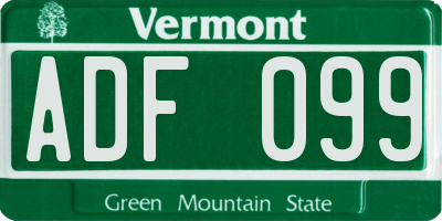 VT license plate ADF099