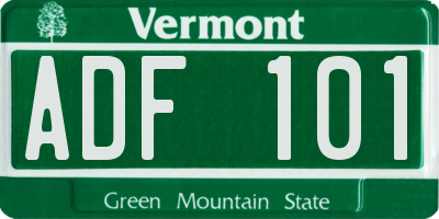 VT license plate ADF101