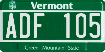 VT license plate ADF105