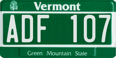 VT license plate ADF107