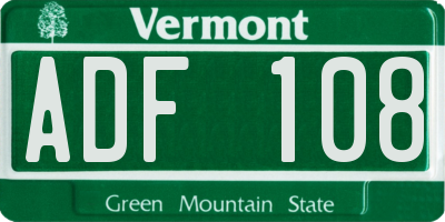 VT license plate ADF108
