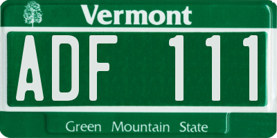 VT license plate ADF111