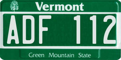 VT license plate ADF112