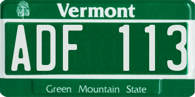 VT license plate ADF113