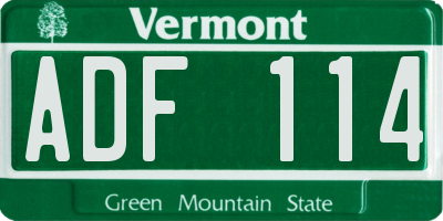VT license plate ADF114