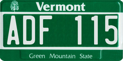 VT license plate ADF115