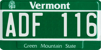 VT license plate ADF116