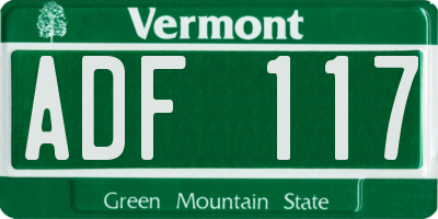 VT license plate ADF117