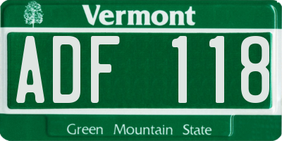 VT license plate ADF118