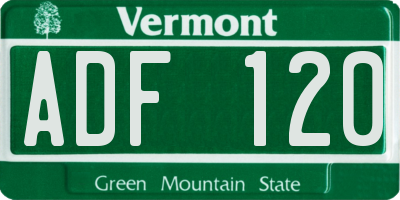 VT license plate ADF120