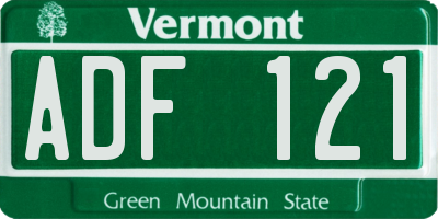 VT license plate ADF121