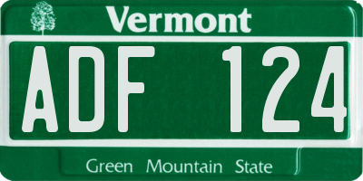 VT license plate ADF124