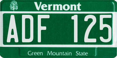 VT license plate ADF125