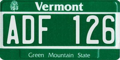 VT license plate ADF126