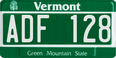 VT license plate ADF128