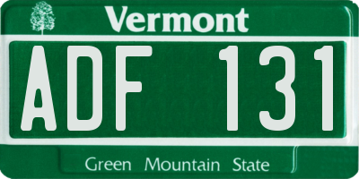 VT license plate ADF131