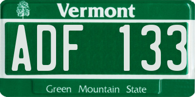VT license plate ADF133