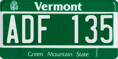 VT license plate ADF135