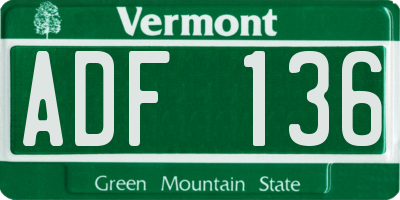 VT license plate ADF136