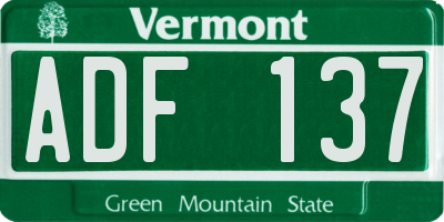 VT license plate ADF137
