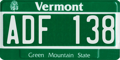 VT license plate ADF138