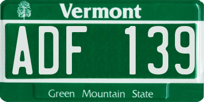 VT license plate ADF139