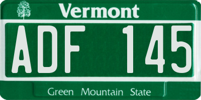 VT license plate ADF145