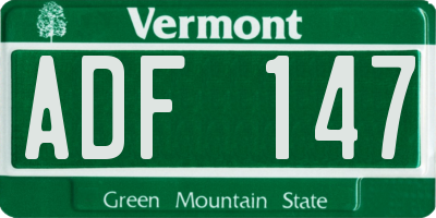 VT license plate ADF147