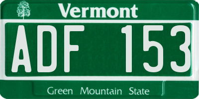 VT license plate ADF153