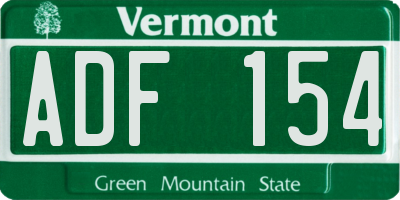 VT license plate ADF154