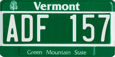 VT license plate ADF157